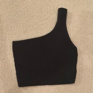 aritzia one shoulder black ribbed tank
